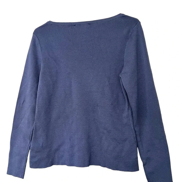 Peruvian Connection Size Medium Blue Long Sleeve Sweater Top Scoop Neck Knit - Picture 3 of 5